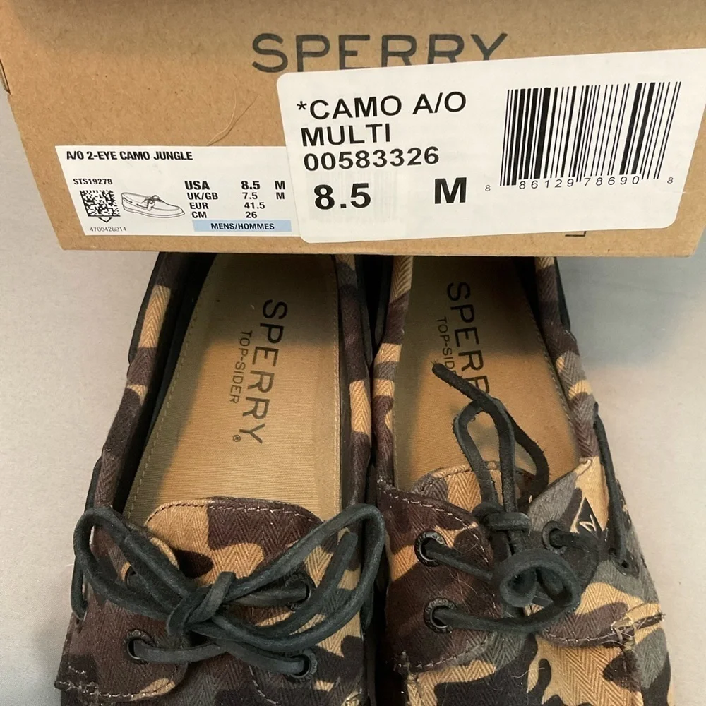 Mens Sperry A/O 2-Eye Camo Jungle Shoes Sz 8.5 M